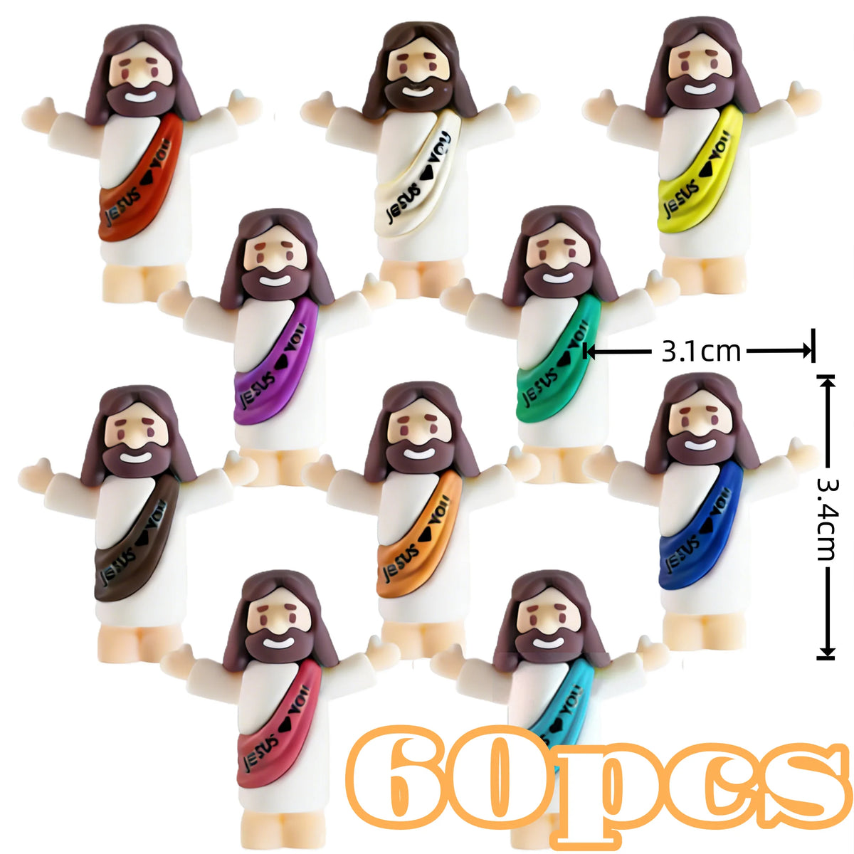 10/60pcs Mini Jesus Decorations Cartoon Statue Set for Holiday Party Scene Decor Festive Room Figurines Christmas Easter Gifts