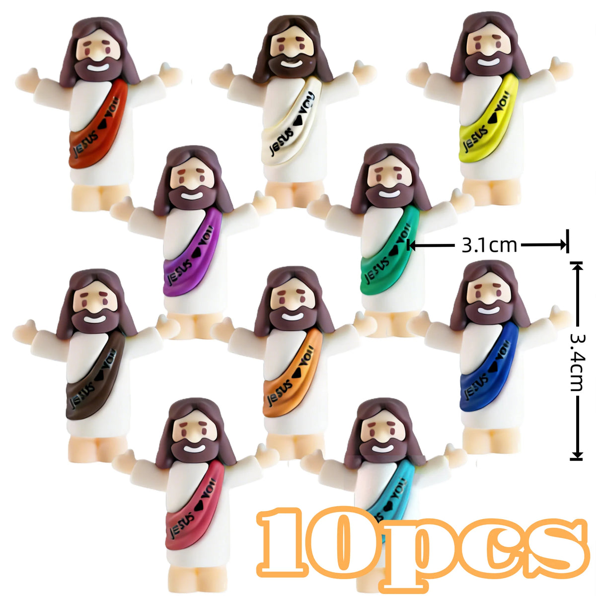 10/60pcs Mini Jesus Decorations Cartoon Statue Set for Holiday Party Scene Decor Festive Room Figurines Christmas Easter Gifts
