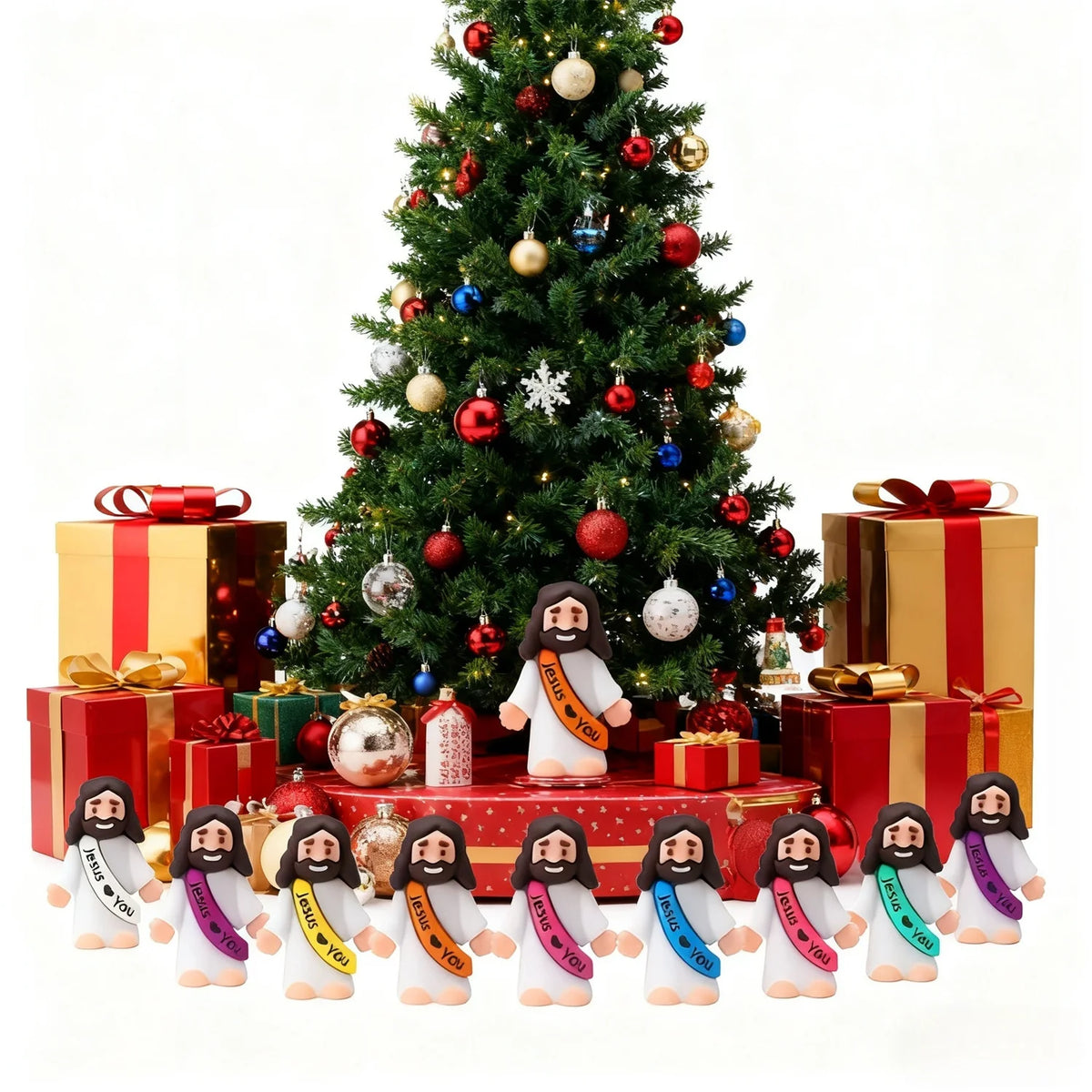 10/60pcs Mini Jesus Decorations Cartoon Statue Set for Holiday Party Scene Decor Festive Room Figurines Christmas Easter Gifts