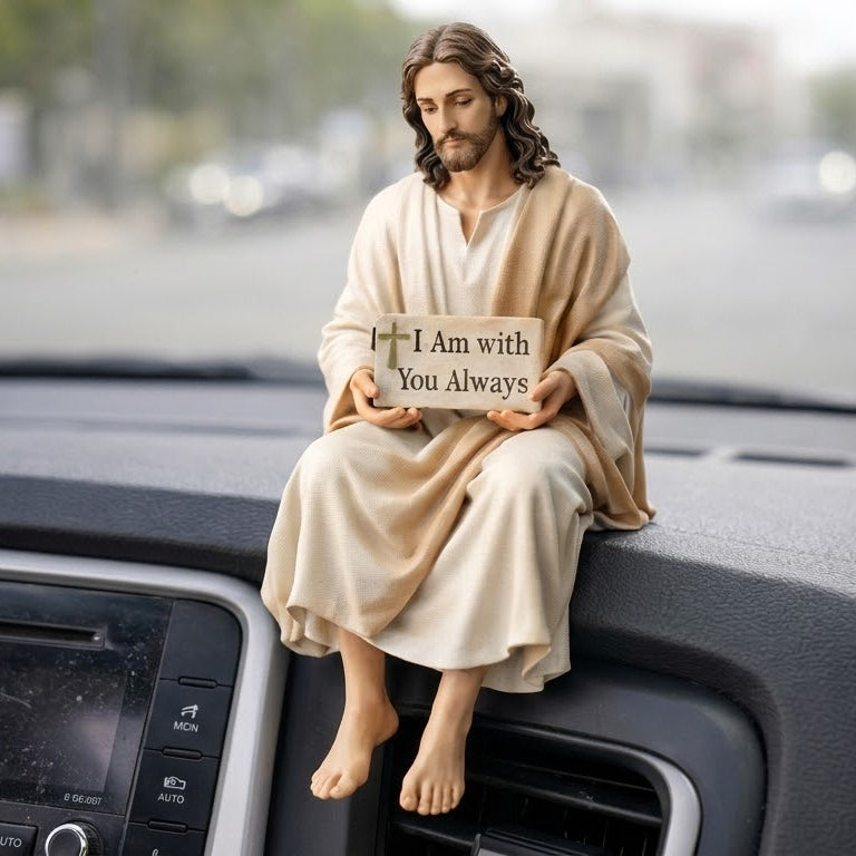 Jesus Figurine Baby Jesus Statue Handmade Jesus Resin Desk Figurine Hand Painted Christian Statue for Car Dashboard Home Office